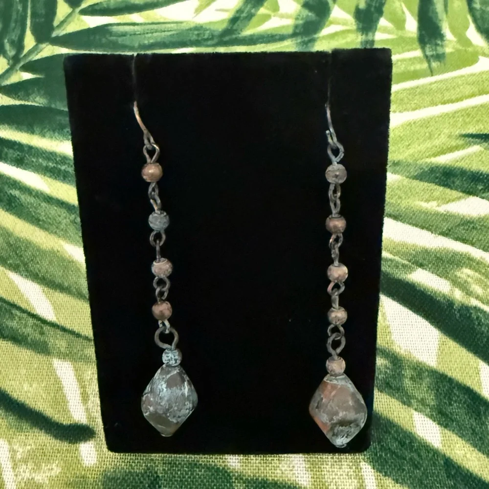 Patina Beaded Dangle Earrings - Picture 1 of 2